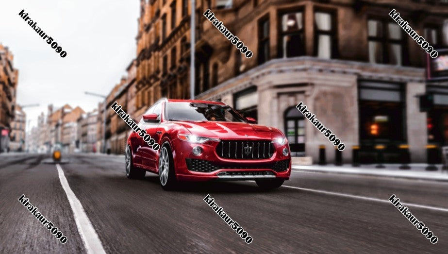 Urban Elegance: Red Maserati SUV in Motion